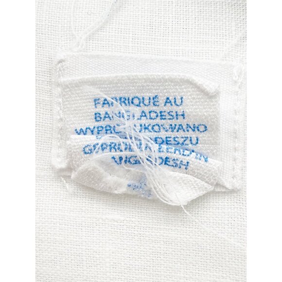 Sigrid Olsen 100% Linen Roll Tab Button Down Shirt White Abalone Buttons Size LG - Picture 7 of 9